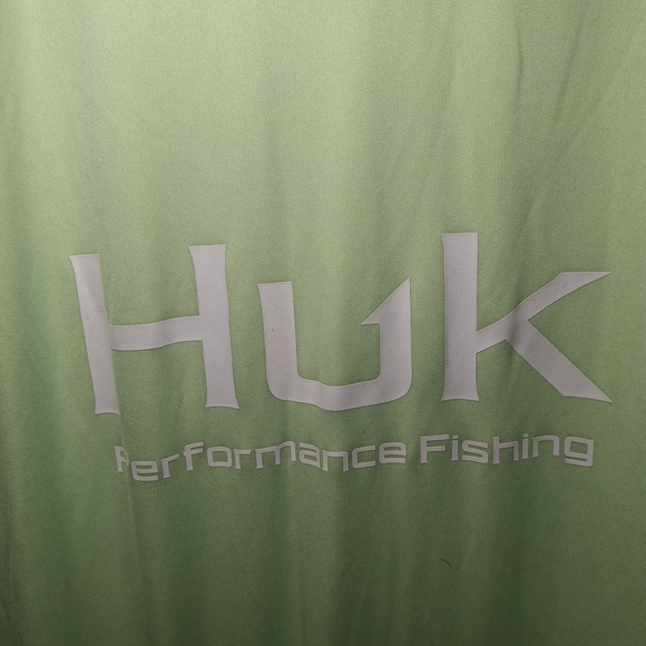 Huk Men's Light Green Long Sleeve Shirt - Picture 2 of 6